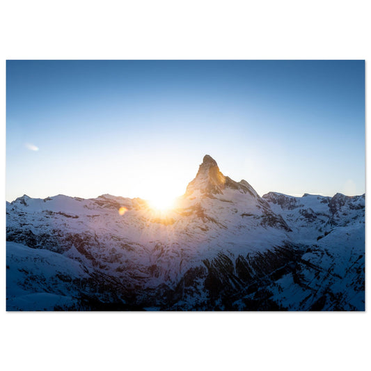 Tableau photo Photo d'un coucher de soleil sur le Cervin, Alpes Suisse — tirage aluminium Dibond mat, fabrication française, prêt à accrocher