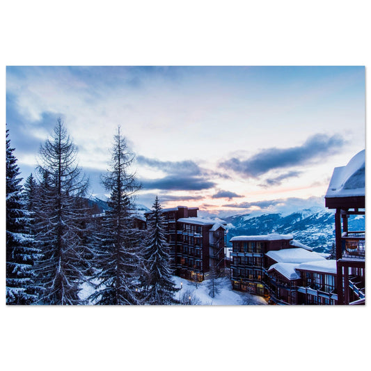 Tableau photo Photo d'un coucher de soleil sur les Arcs, Bourg - Saint - Maurice, Vanoise — tirage aluminium Dibond mat, fabrication française, prêt à accrocher