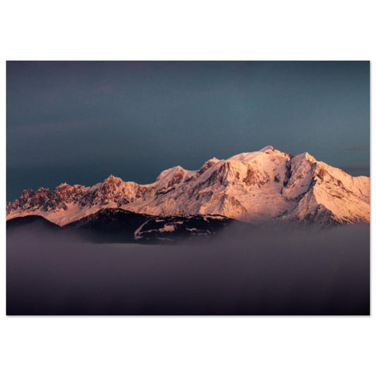 Tableau photo Photo des dernières lueurs sur le Mont - Blanc — tirage aluminium Dibond mat, fabrication française, prêt à accrocher