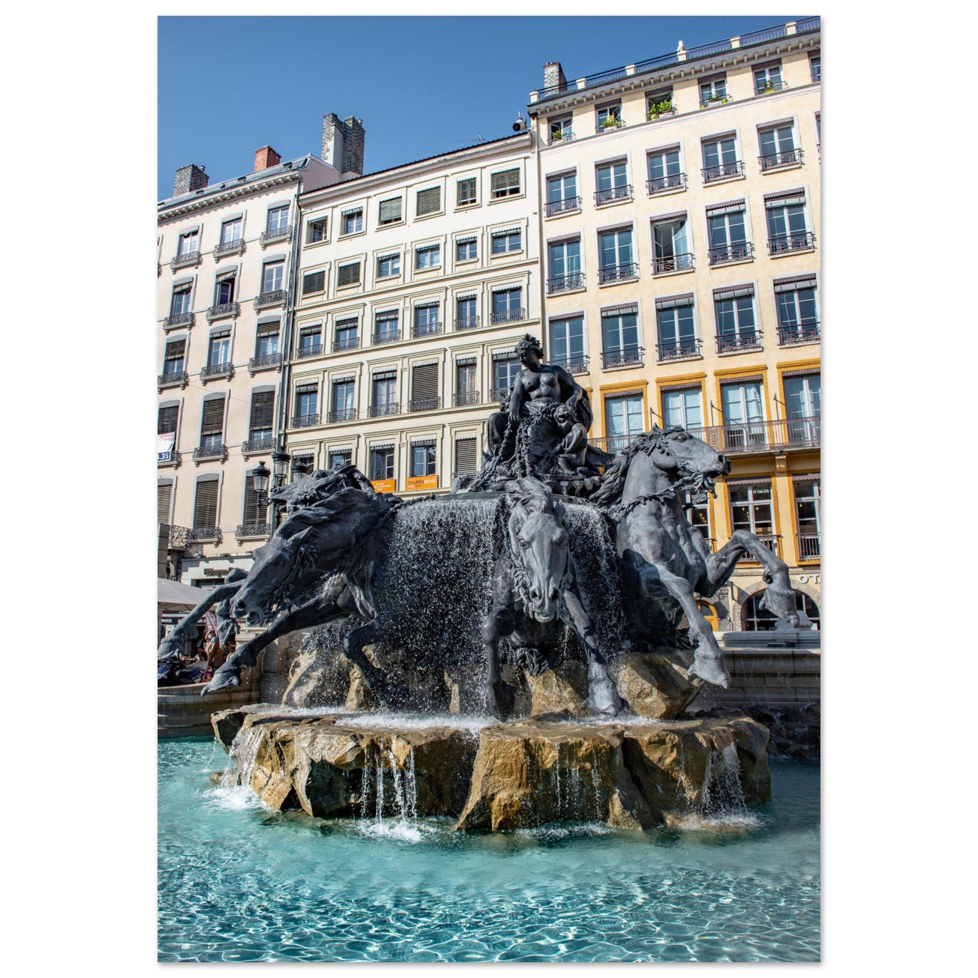 Tableau photo de la fontaine Bartholdi, Place des Terreaux, Lyon sur aluminium Dibond mat, format 70 × 100 cm