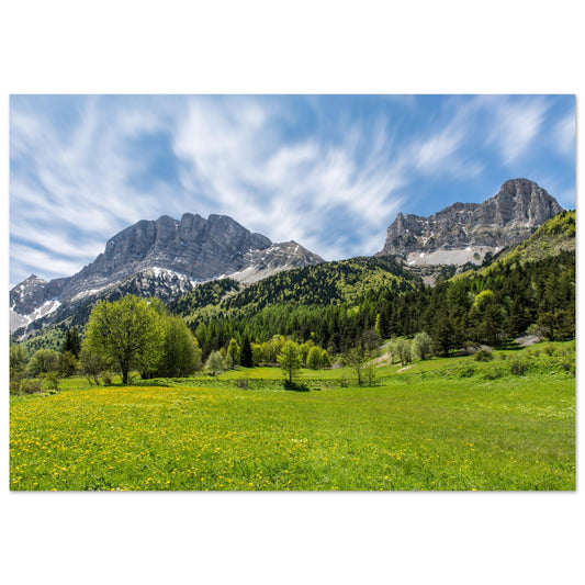 Tableau photo Photo du Grand Veymont et de la plaine de Gresse en Vercors — tirage aluminium Dibond mat, fabrication française, prêt à accrocher