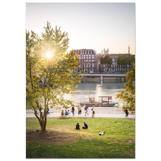 Tableau photo Photo Hotel Dieu et des berges du Rhone, Lyon — tirage aluminium Dibond mat, fabrication française, prêt à accrocher