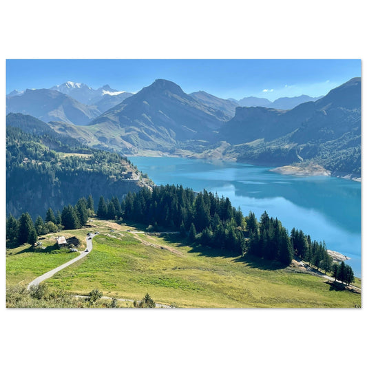 Tableau photo Photo du lac et Barrage de Roselend, Beaufort 3 — tirage aluminium Dibond mat, fabrication française, prêt à accrocher