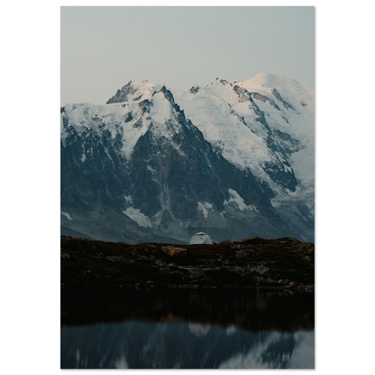 Tableau photo Photo du Lac Blanc et du Mont - Blanc, Chamonix — tirage aluminium Dibond mat, fabrication française, prêt à accrocher
