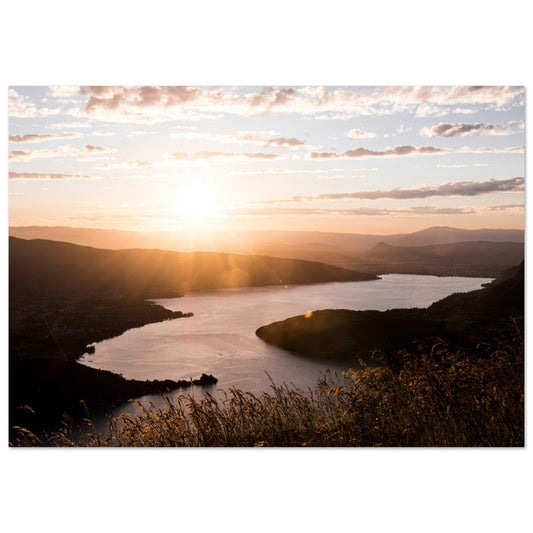 Tableau photo Photo du Lac d'Annecy au coucher du soleil, Col de la Forclaz — tirage aluminium Dibond mat, fabrication française, prêt à accrocher