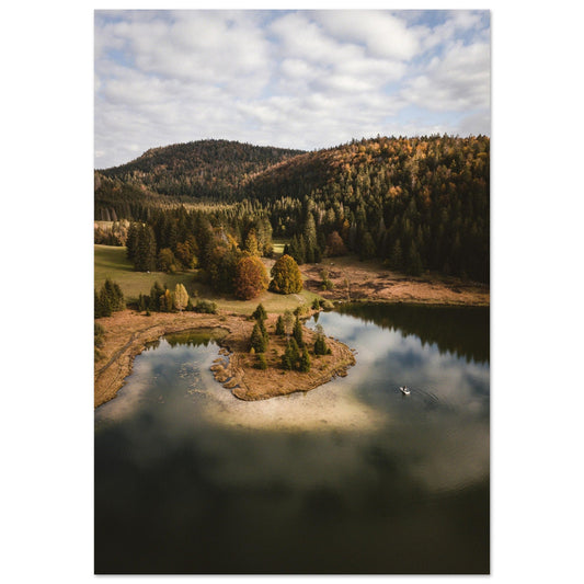 Tableau photo Photo du lac Genin en automne, Jura 1 — tirage aluminium Dibond mat, fabrication française, prêt à accrocher