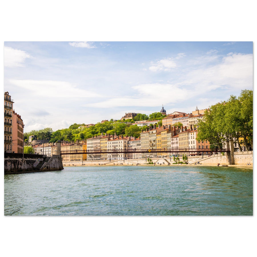 Tableau photo en Alu Dibond : La Saône, de Croix Rousse et de la passerelle Saint Vincent, Lyon