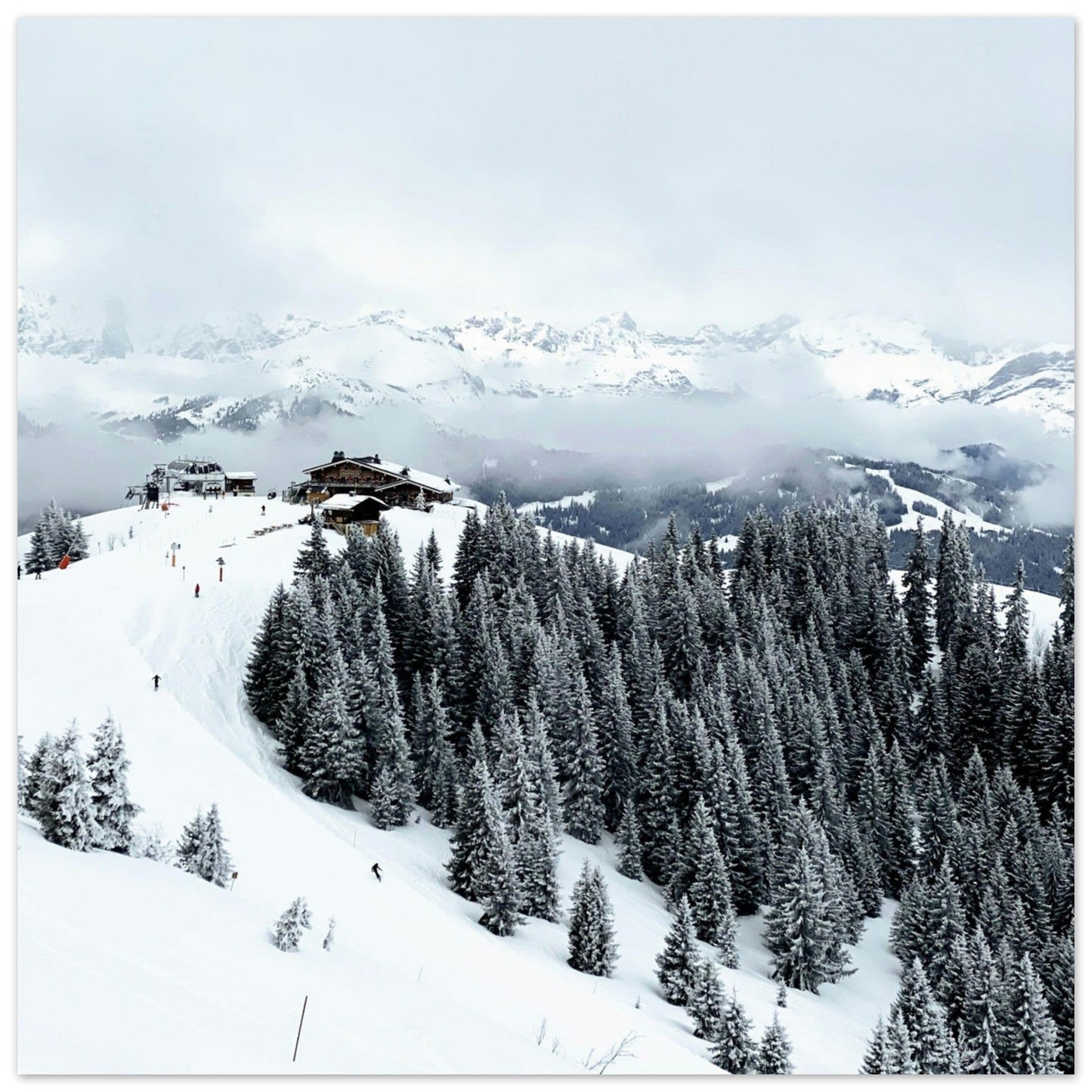 Tableau photo Photo de Megève en hiver, Haute - Savoie — tirage aluminium Dibond mat, fabrication française, prêt à accrocher