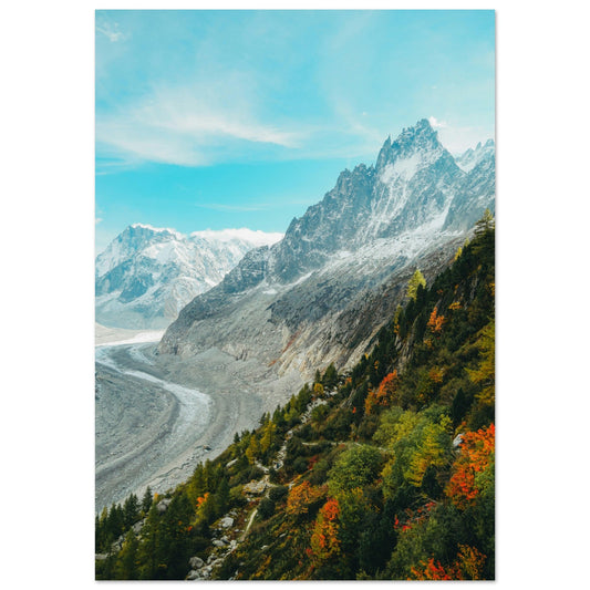 Tableau photo Photo de la mer de glace du Mont - Blanc en automne — tirage aluminium Dibond mat, fabrication française, prêt à accrocher