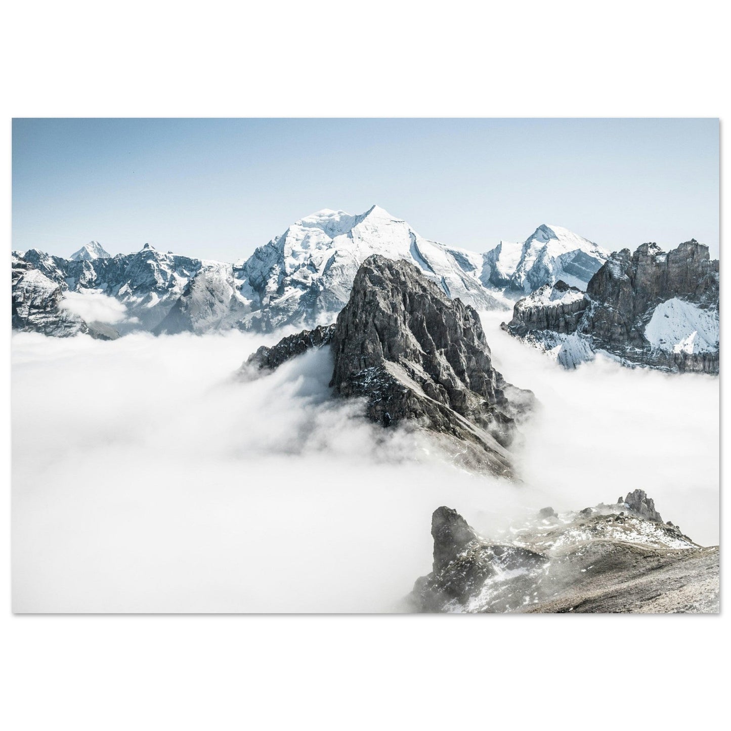 Tableau photo Photo mer de nuage à Bunderspitz, Adelboden, Suisse — tirage aluminium Dibond mat, fabrication française, prêt à accrocher