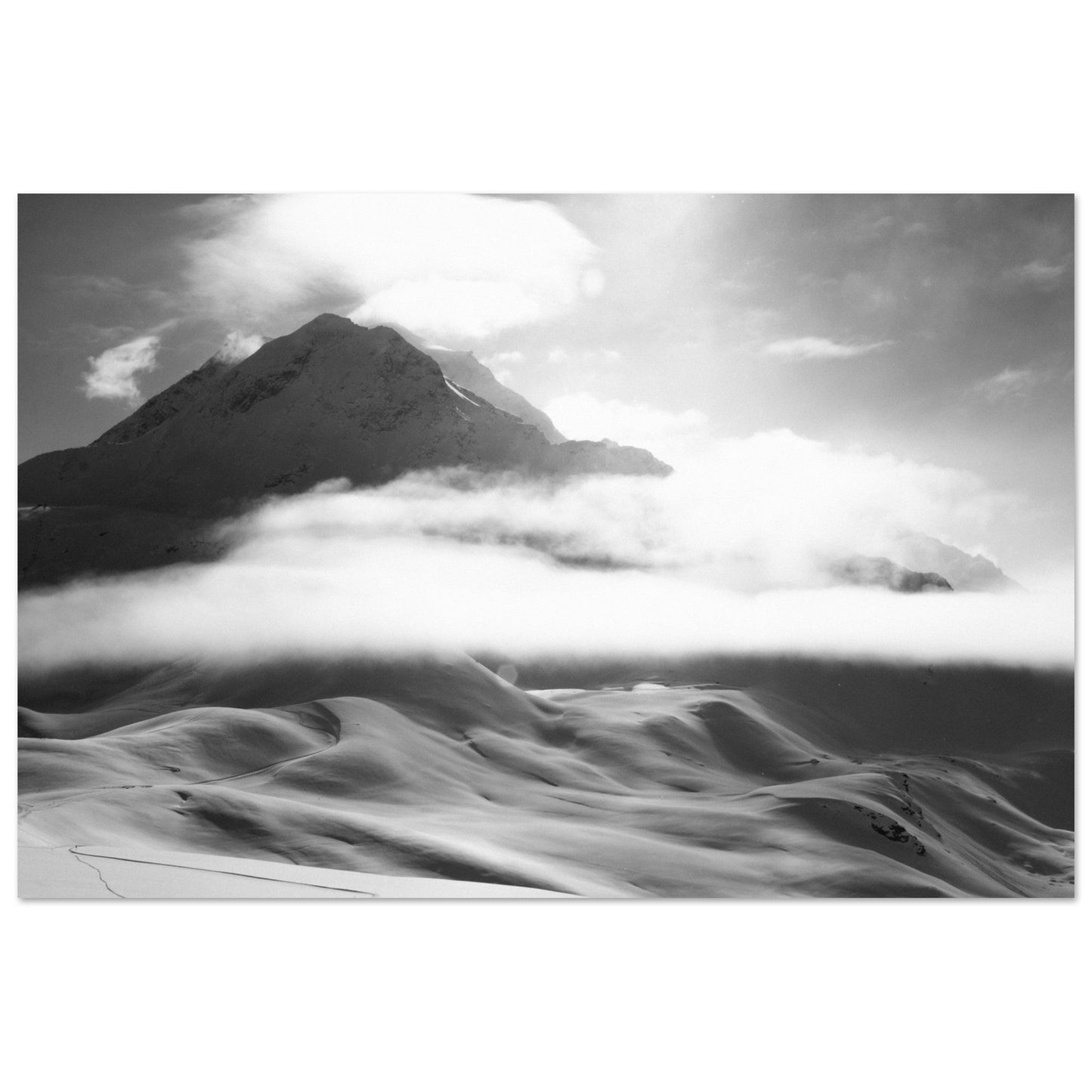 Tableau photo Photo des Arcs, Bourg - Saint - Maurice, Vanoise - Noir & Blanc — tirage aluminium Dibond mat, fabrication française, prêt à accrocher