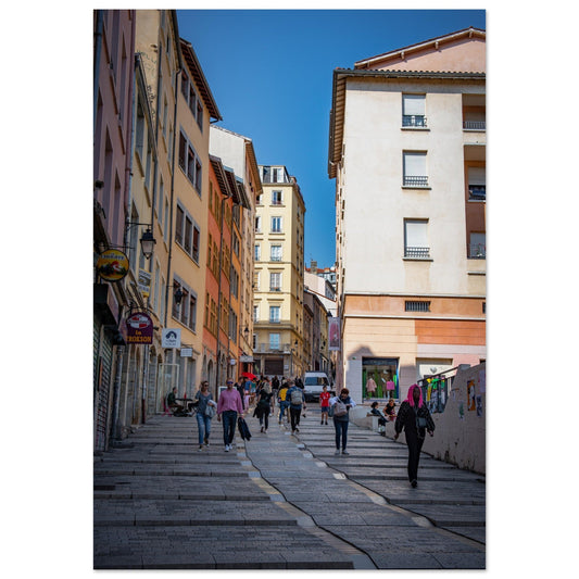 Tableau photo Photo de la Montée de la Grande Cote, Croix - Rousse, Lyon — tirage aluminium Dibond mat, fabrication française, prêt à accrocher