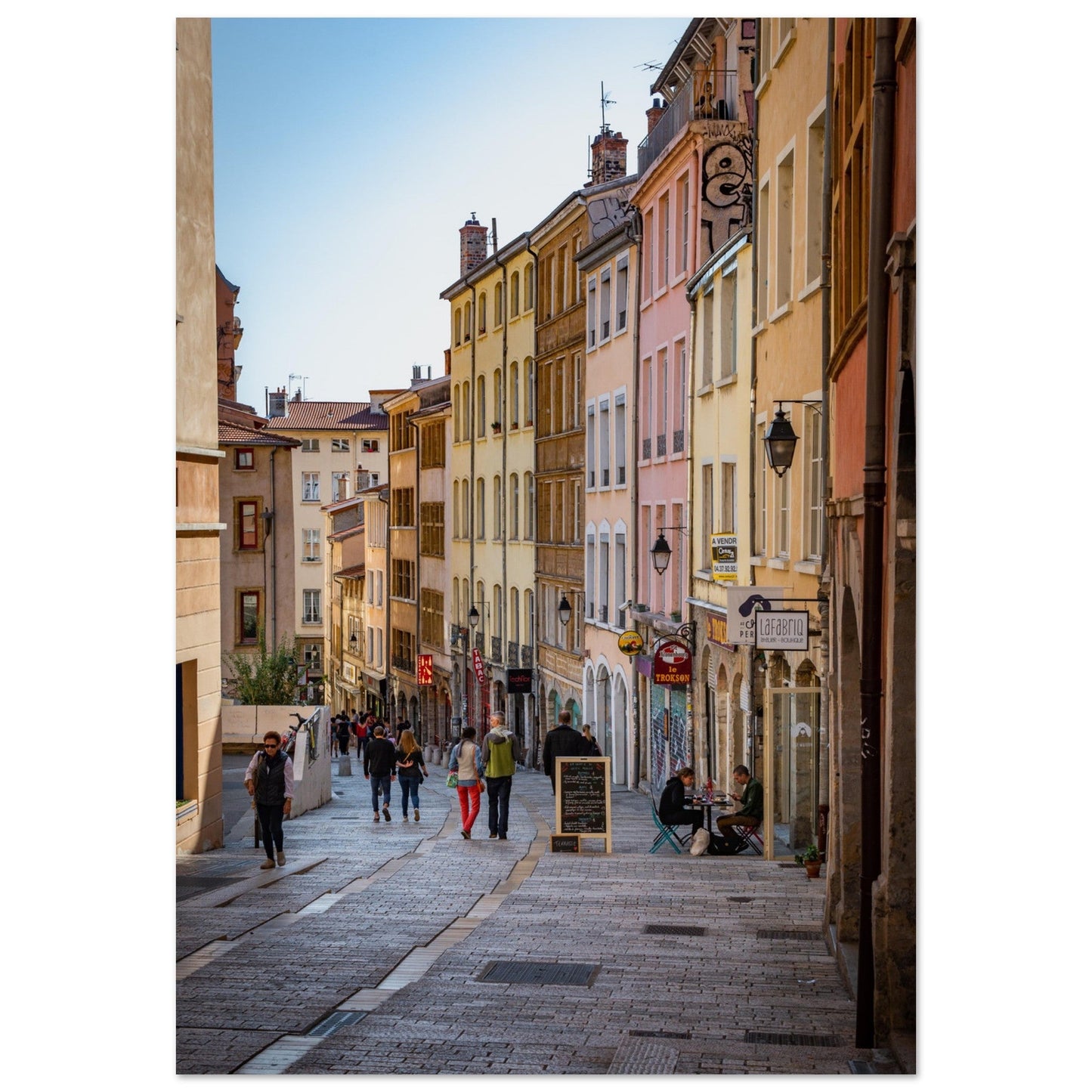 Tableau photo Photo de la Montée de la Grande Cote, Croix - Rousse, Lyon — tirage aluminium Dibond mat, fabrication française, prêt à accrocher