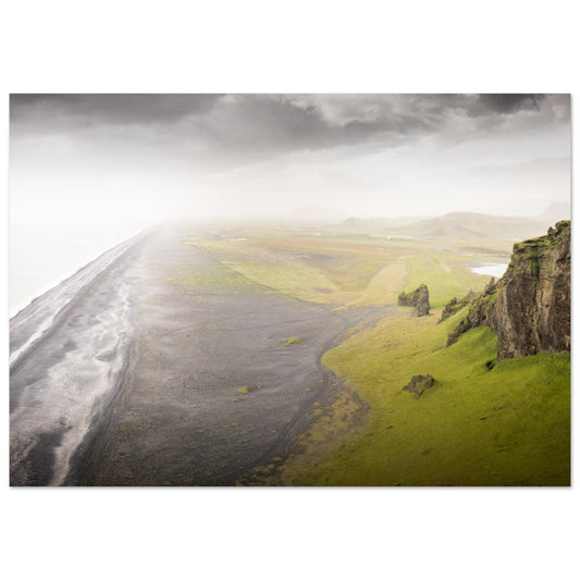 Tableau photo Photo plage sable noir, Islande — tirage aluminium Dibond mat, fabrication française, prêt à accrocher