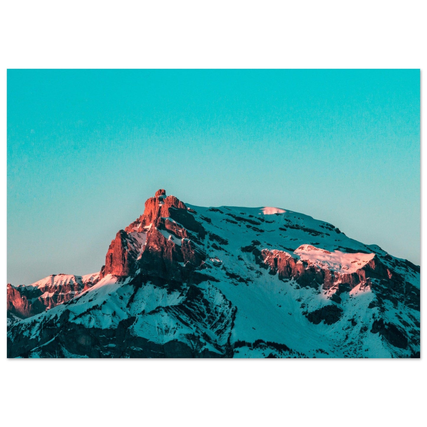 Tableau photo Photo du Salève au coucher du soleil, Massif du Jura — tirage aluminium Dibond mat, fabrication française, prêt à accrocher