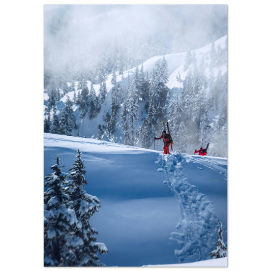 Tableau photo Photo ski de rando en foret dans les Alpes — tirage aluminium Dibond mat, fabrication française, prêt à accrocher