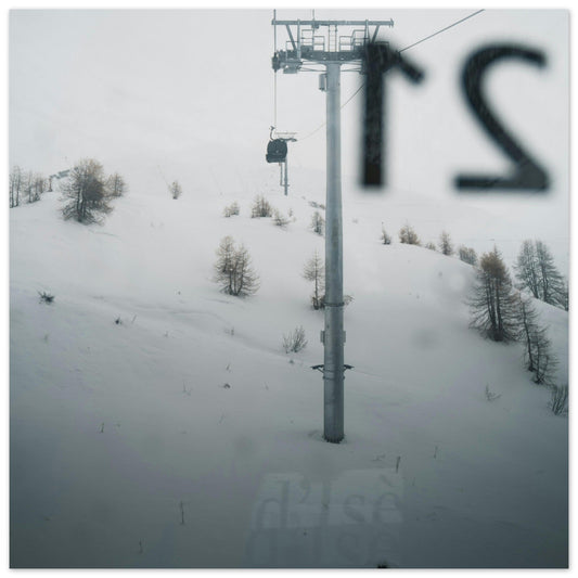 Tableau photo Photo d'une télécabine à Val d'Isère — tirage aluminium Dibond mat, fabrication française, prêt à accrocher