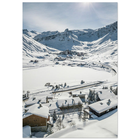 Tableau photo Photo de Tignes en hiver, massif de la Vanoise 1 — tirage aluminium Dibond mat, fabrication française, prêt à accrocher