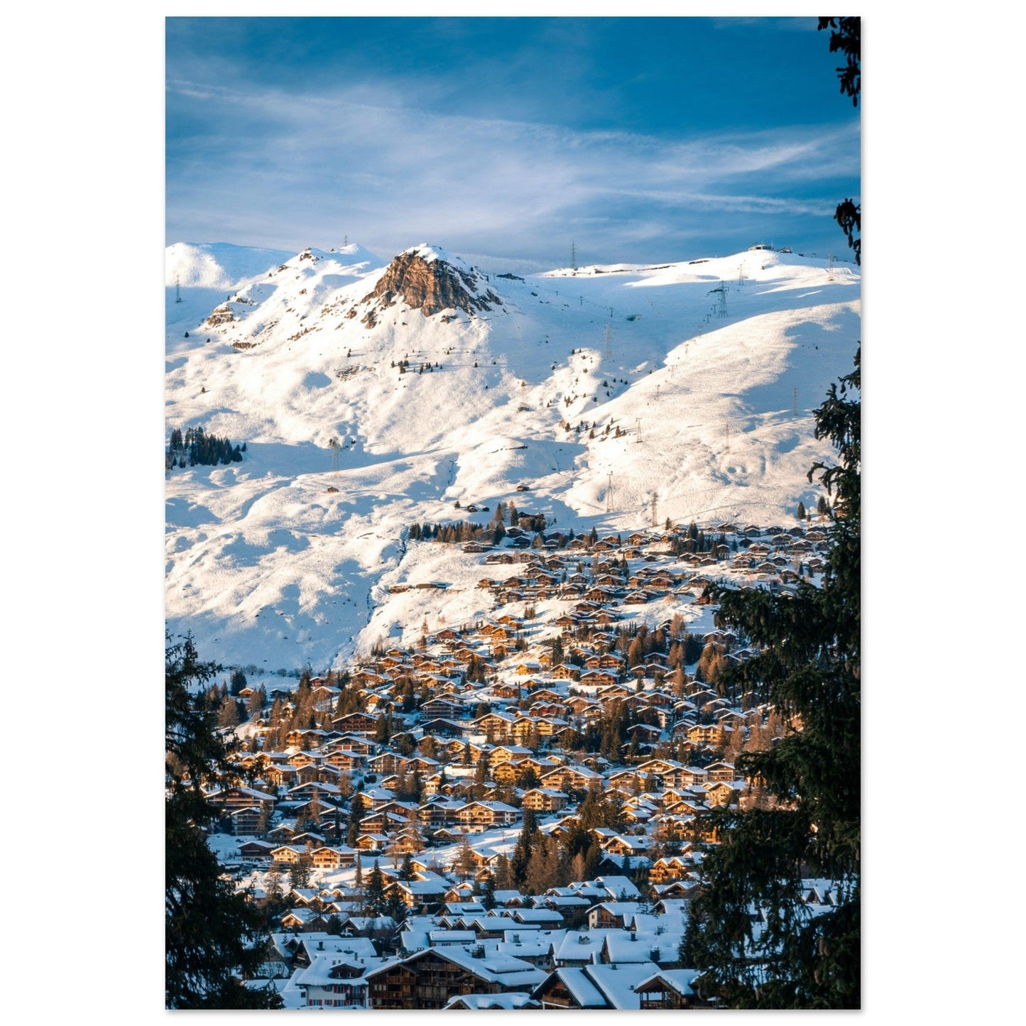 Tableau photo Photo du domaine skiable de Verbier en hiver, Suisse 1 — tirage aluminium Dibond mat, fabrication française, prêt à accrocher