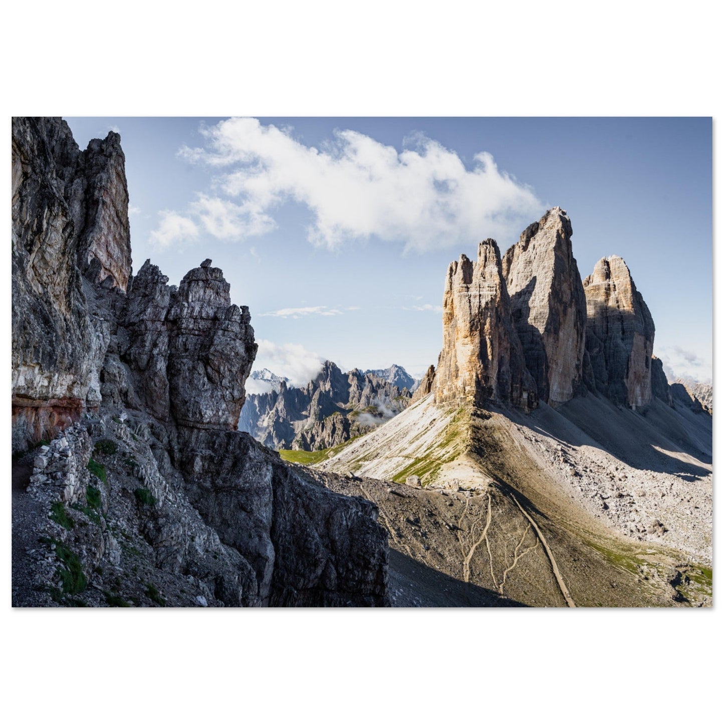 Tableau photo Photo de la via ferrata Innerkofler, Tre Cime Di Lavaredo, Dolomites — tirage aluminium Dibond mat, fabrication française, prêt à accrocher