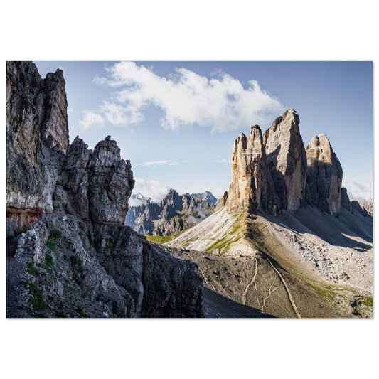 Tableau photo Photo de la via ferrata Innerkofler, Tre Cime Di Lavaredo, Dolomites — tirage aluminium Dibond mat, fabrication française, prêt à accrocher