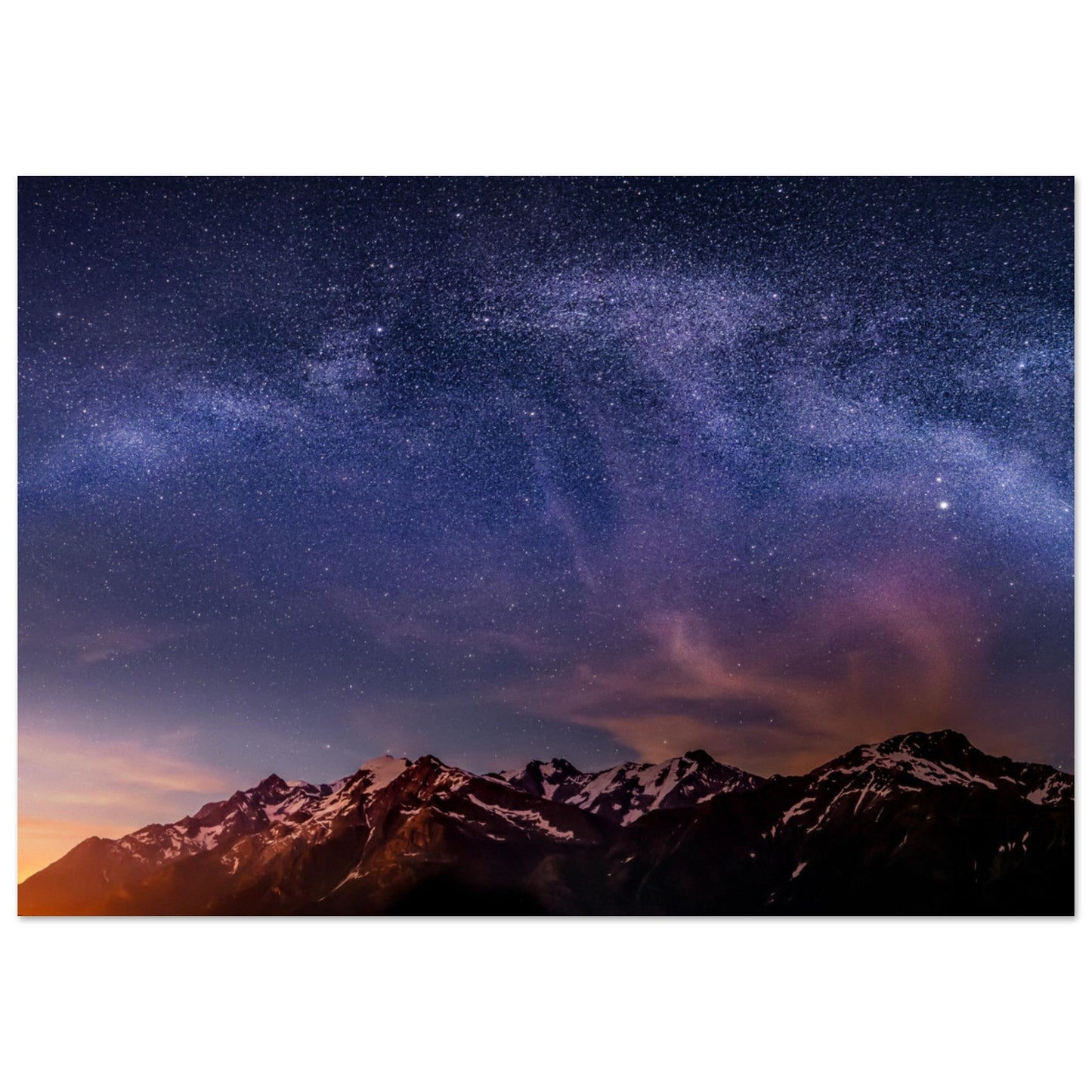Tableau photo Photo d'une voie lactée au dessus du Mont - Blance depuis les Contamines - Montjoie — tirage aluminium Dibond mat, fabrication française, prêt à accrocher