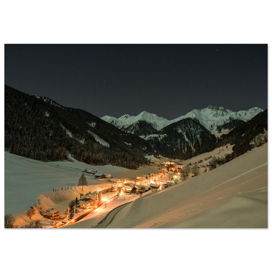 Tableau photo Photo de nuit sur Weißenbach, Ahrntal, Tyrol du Sud, Italie — tirage aluminium Dibond mat, fabrication française, prêt à accrocher
