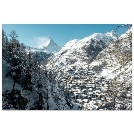Tableau photo Photo de Zermatt sous la neige, Suisse 2 — tirage aluminium Dibond mat, fabrication française, prêt à accrocher